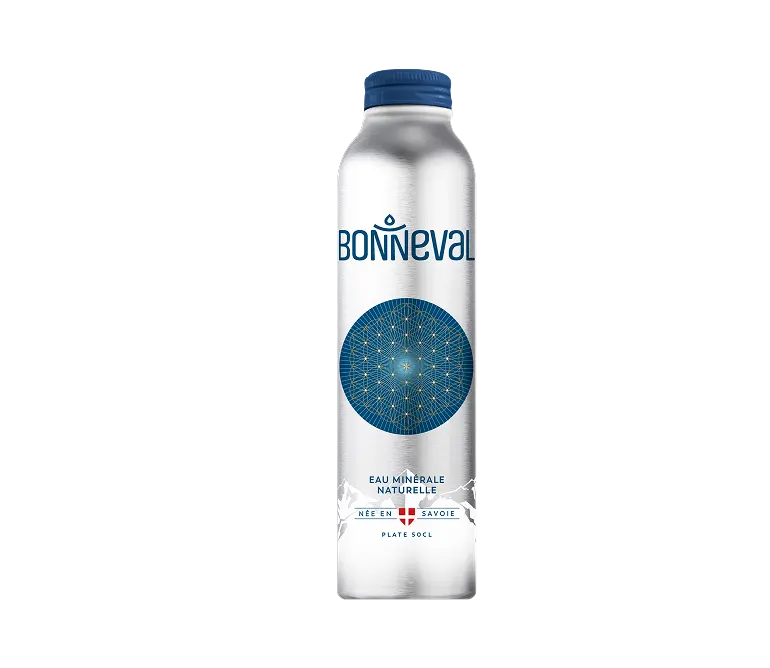 Visuel d'une bouteille d'eau minérale en aluminium