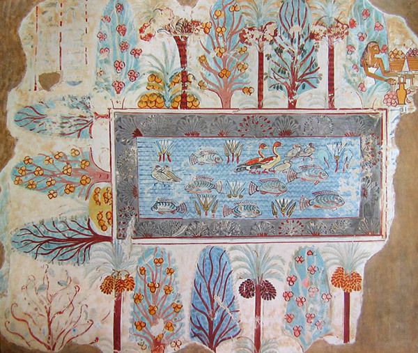 Fresque murale d'un lac
